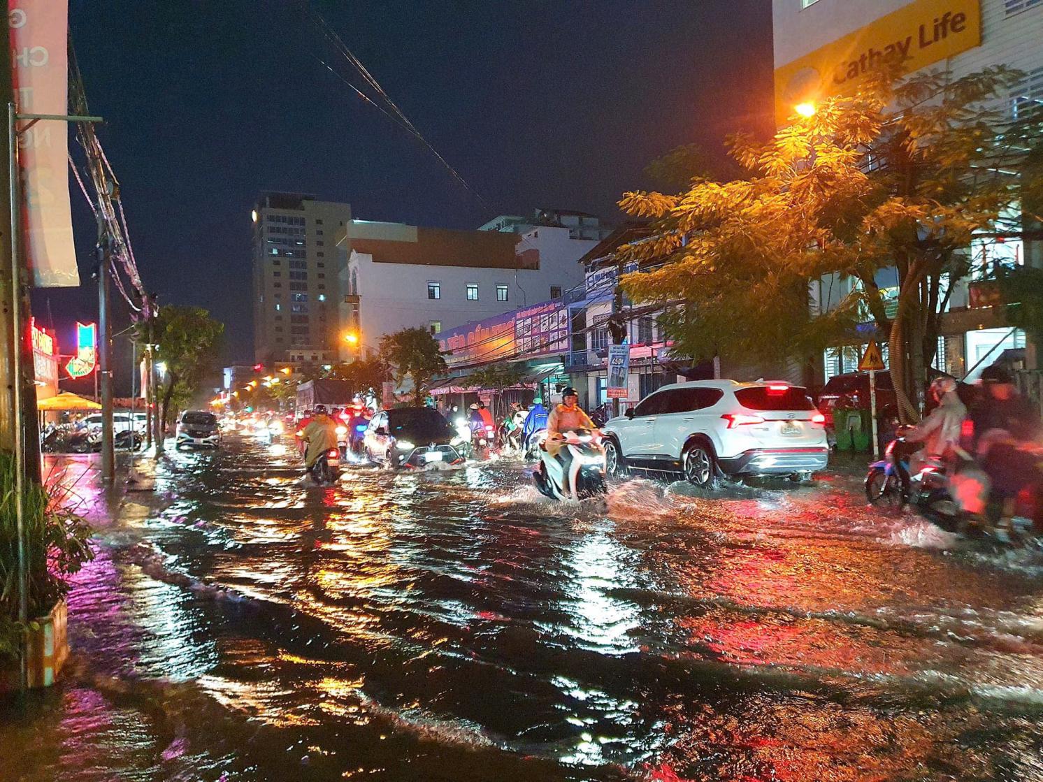 Flooded road in Vietnamese city